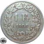 LaZooRo: Švica 1 Franc 1906 VF c - Srebro