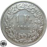 LaZooRo: Švica 1 Franc 1906 VF/XF a - Srebro