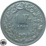 LaZooRo: Švica 1 Franc 1912 VF/XF c - Srebro
