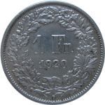 LaZooRo: Švica 1 Franc 1920 XF - Srebro