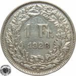 LaZooRo: Švica 1 Franc 1928 a XF - Srebro