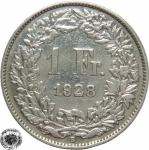 LaZooRo: Švica 1 Franc 1928 XF c - Srebro