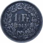 LaZooRo: Švica 1 Franc 1945 XF i - Srebro