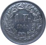 LaZooRo: Švica 1 Franc 1945 XF/UNC j - Srebro