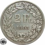LaZooRo: Švica 2 Francs 1903 VF/XF a - Srebro