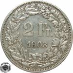 LaZooRo: Švica 2 Francs 1903 VF/XF b - Srebro