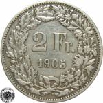 LaZooRo: Švica 2 Francs 1905 VF/XF - Srebro