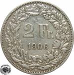 LaZooRo: Švica 2 Francs 1906 VF/XF a - Srebro