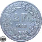 LaZooRo: Švica 2 Francs 1910 VF/XF b - Srebro