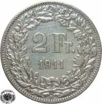 LaZooRo: Švica 2 Francs 1911 VF/XF a - Srebro