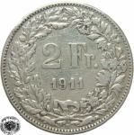 LaZooRo: Švica 2 Francs 1911 VF/XF c - Srebro