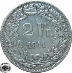 LaZooRo: Švica 2 Francs 1911 VF/XF e - Srebro