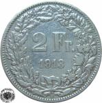 LaZooRo: Švica 2 Francs 1913 VF/XF a - Srebro