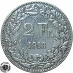 LaZooRo: Švica 2 Francs 1913 VF/XF d - Srebro