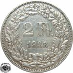 LaZooRo: Švica 2 Francs 1928 VF/XF - Srebro