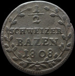 LaZooRo: Švica SAINT GALL 1/2 Batzen 1808 VF - srebro