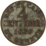 LaZooRo: Švica ŽENEVA 4 Centimes 1839 XF - srebro
