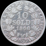 LaZooRo: Vatikan 10 Soldi 1868 XXII VF / XF - srebro
