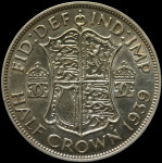 LaZooRo: Velika Britanija 1/2 Crown 1939 XF / UNC - srebro