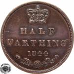 LaZooRo: Velika Britanija 1/2 Farthing 1844 XF/UNC