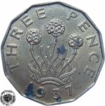 LaZooRo: Velika Britanija 3 Pence 1937 XF