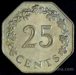 LaZooRo: Malta 25 Cents 1975 UNC