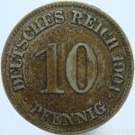 LaZooRo: Nemčija 10 Pfennig 1901 E XF