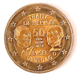 Nemčija 2 € spominski kovanec 2013, 50. letnica Elizejske pogodbe