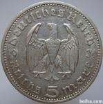 LaZooRo: Nemčija 5 Mark 1936 A XF Paul a - Srebro