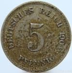 LaZooRo: Nemčija 5 Pfennig 1904 G VF/XF