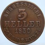 LaZooRo: Nemčija HESSE-CASSEL 3 Heller 1850 XF/UNC