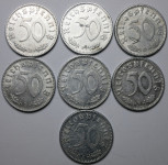 NEMČIJA lot 7x 3rd Reich 50 Reichspfennig 1939 1940 1941 Pfennig #Z24