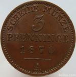 LaZooRo: Nemčija PRUSSIA 3 Pfennig 1870 A UNC