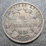 NEMŠKI RAJH - srebrnik 1/2 marke 1905 D