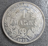 NEMŠKI RAJH  - srebrnik 1 marka 1910 A