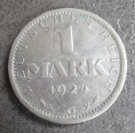 NEMŠKI RAJH  - srebrnik 1 marka 1924 G