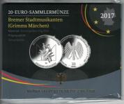 Nemški srebrnik, 20 evrov , BREMENSKI MESTNI GODCI, 2017