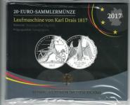 Nemški srebrnik 20 evrov - izumitelj Karl Drais