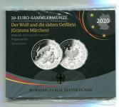 Nemški srebrnik 20 evrov - volk in sedem kozličkov, 2020