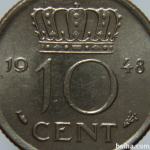 LaZooRo: Nizozemska 10 Cents 1948 XF