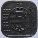 LaZooRo: Nizozemska 5 Cents 1943 XF/UNC a