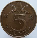 LaZooRo: Nizozemska 5 Cents 1951 XF
