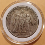 Numizmatika: srebrnik Francija 5 frankov, 1848 - 1849