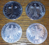SpominskI srebrnikI 10 DM 1972 D, J, F, G