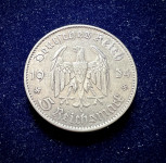 SREBRNIK Nemčija nacizem 5 Reichsmark 3. Reich nazi 1934 F (otaku)