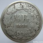LaZooRo: Švica 1/2 Franc 1898 VF - Srebro