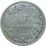 LaZooRo: Švica 1/2 Franc 1900 F - Srebro