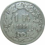 LaZooRo: Švica 1 Franc 1901 F/VF - Srebro
