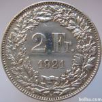 LaZooRo: Švica 2 Francs 1921 XF - Srebro