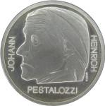 LaZooRo: Švica 5 Francs 1977 PROOF redkejši Pestalozzi